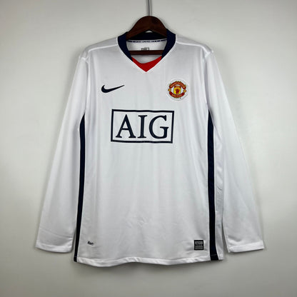 Camiseta Manchester United 2008/09 Visita | Manga larga Retro