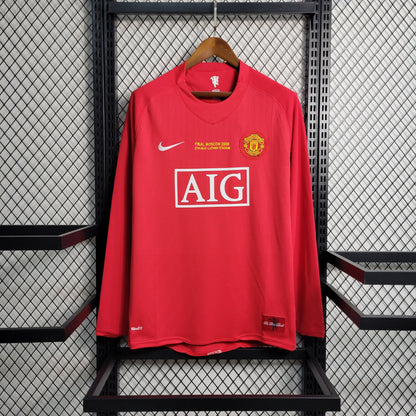 Camiseta Manchester United 2008/09 Local | Manga larga Retro